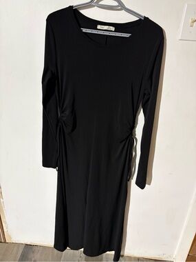 Dex Black Long-Sleeve Dress with Side Ties